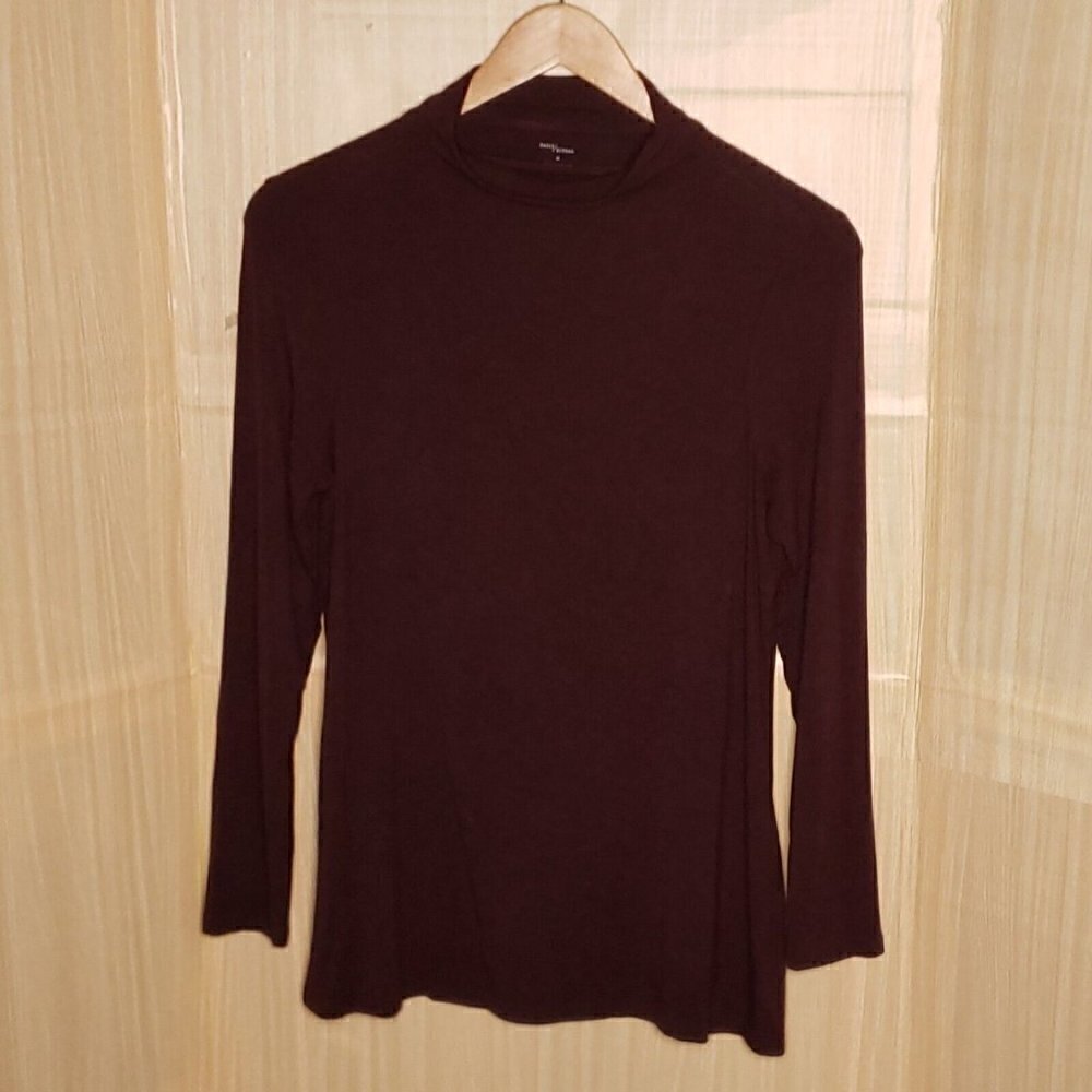 Daily Ritual Womens Purple Stretchy Mock Neck Tunic Top Medium